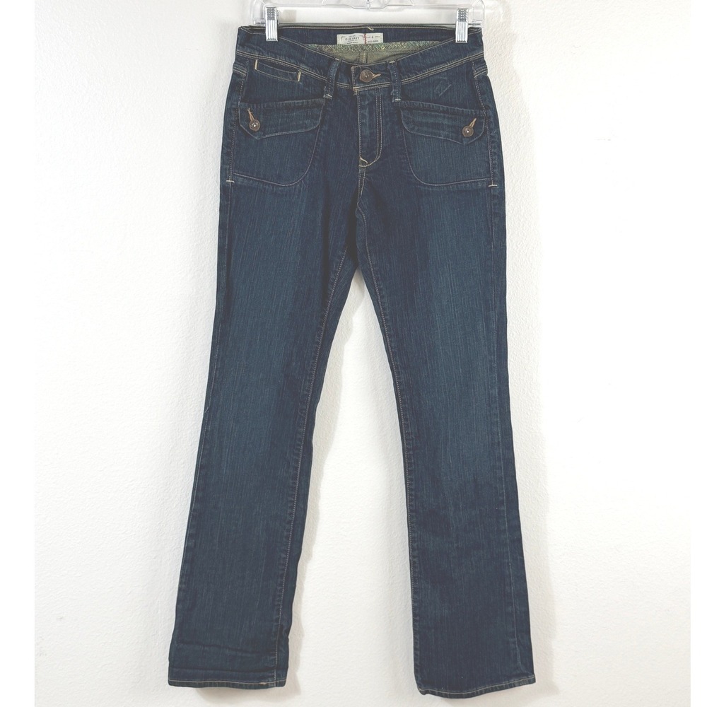 Old Navy Bootcut Jeans Sz 4 Dark Wash Mid Rise‎ Flap Pocket Y2K Utility Pants